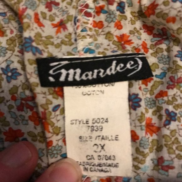 Cotton Ditsy Floral Peasant Blouse, Size 2X - Picture 5 of 11